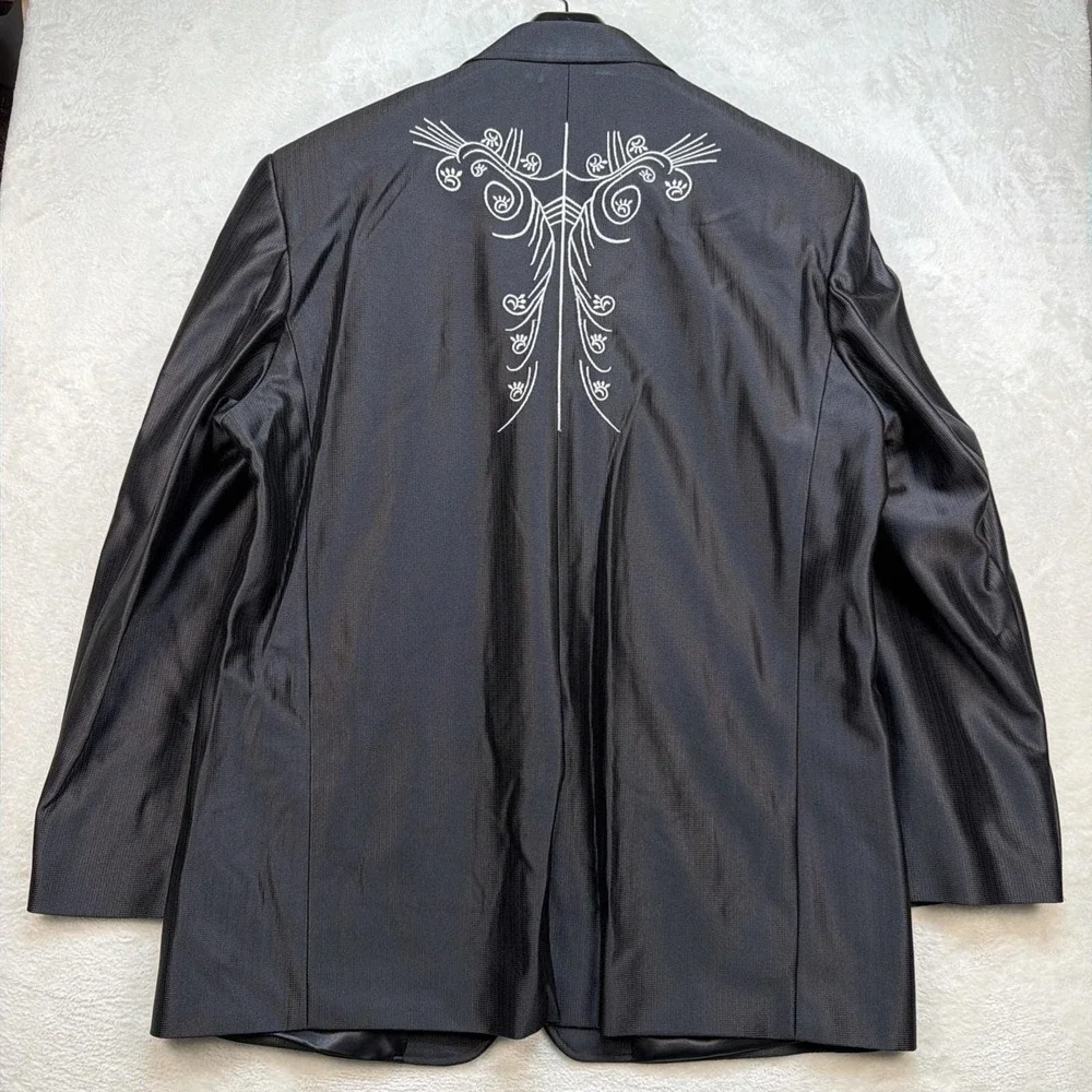 Vintage Western Suit Mens 46R 38 Cowboy Stage Embroidered Rockabilly Black